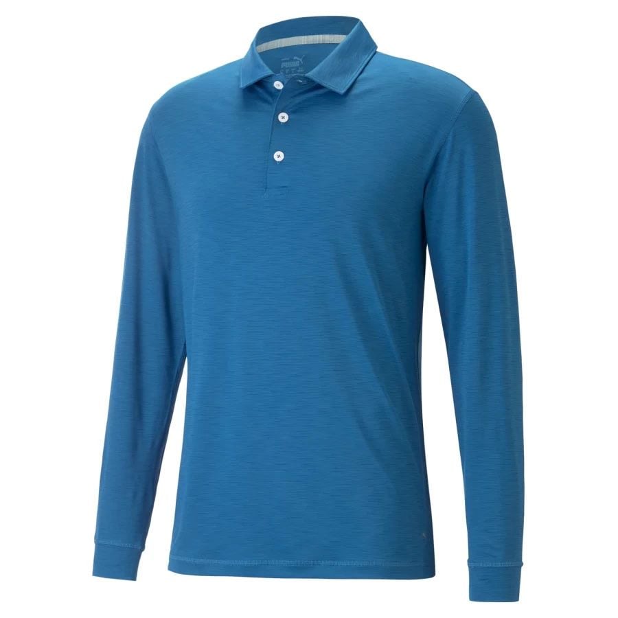 Áo golf nam tay dài PUMA 53910604 YouV Long Sleeve Polo Lake Blue