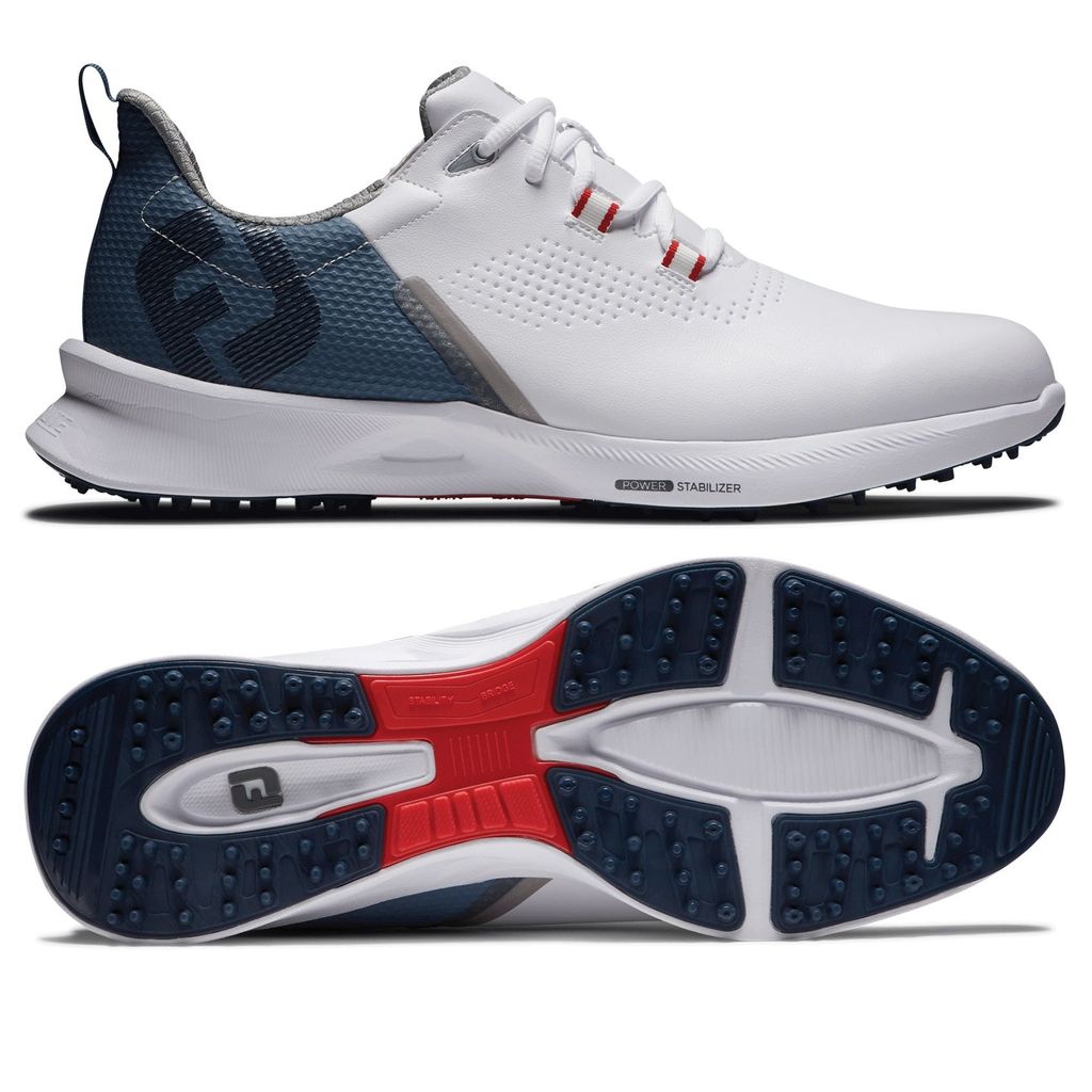Giày golf nam Fuel 55441 LACED SPIKELESS White / Blue Fog / Red | Foot