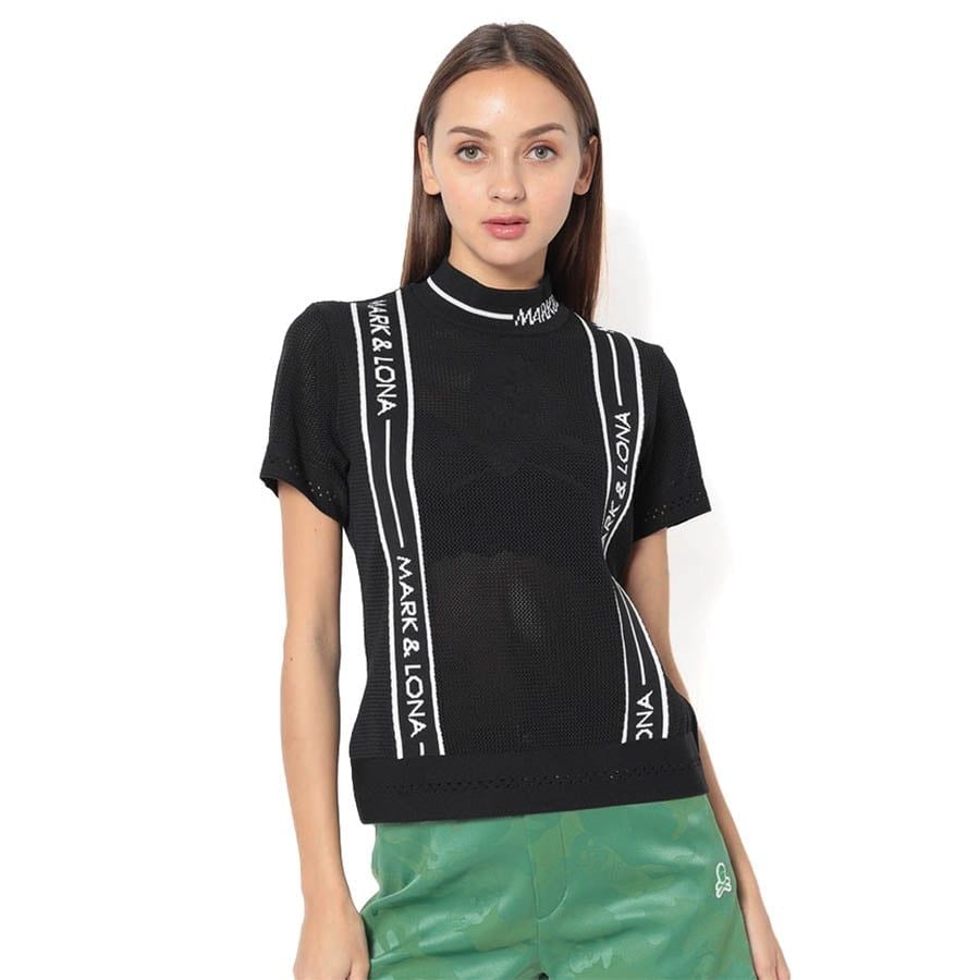 Áo thun nữ cổ tròn tay ngắn Luminous Knit MLW-4A-AB03 Black | MARK & L