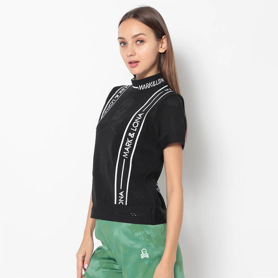 Áo thun nữ cổ tròn tay ngắn Luminous Knit MLW-4A-AB03 Black | MARK & L