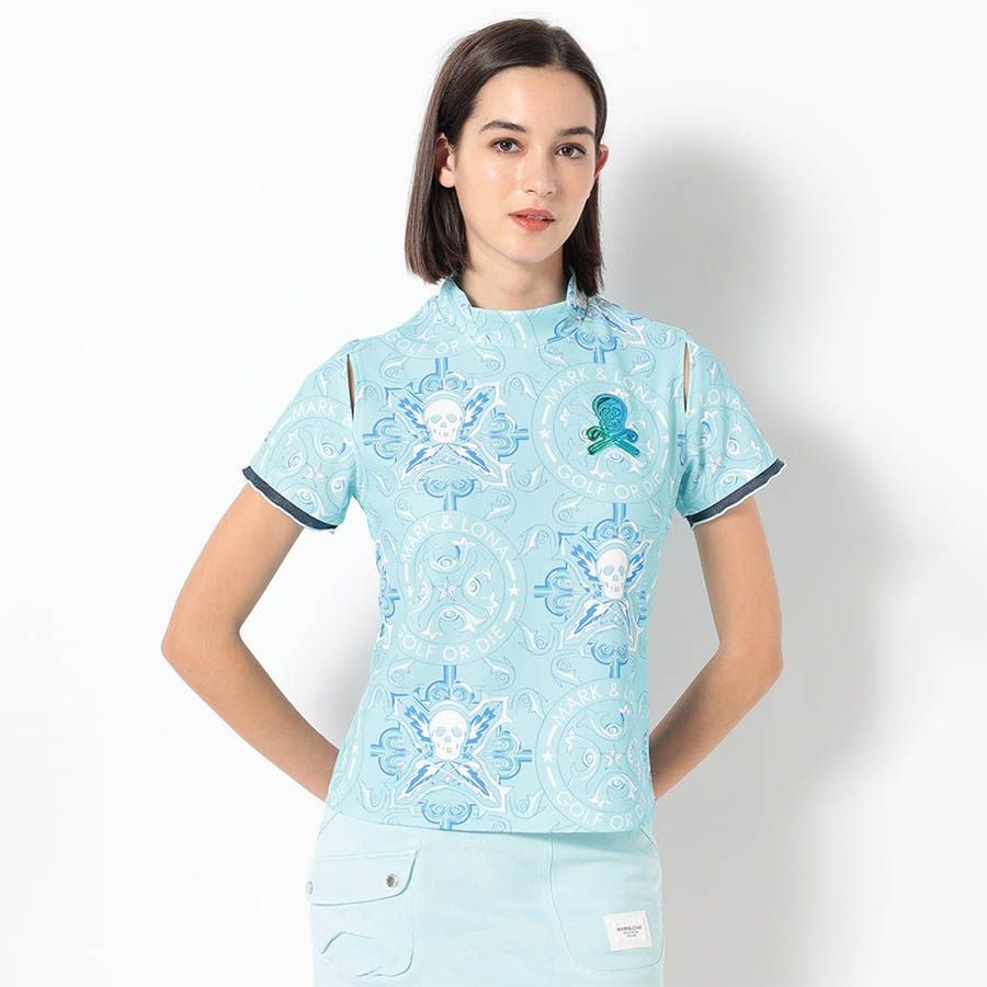 Áo thun nữ cổ tròn tay ngắn Victoria Mock Neck MLW-4B-AA05 Sax | MARK