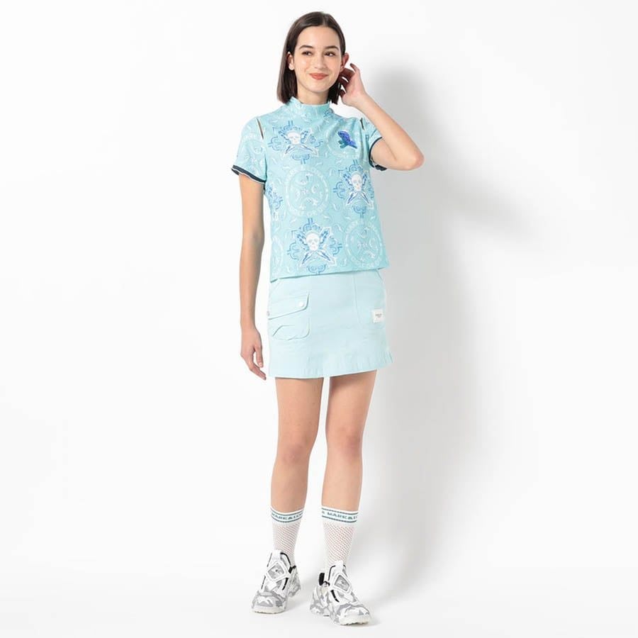 Áo thun nữ cổ tròn tay ngắn Victoria Mock Neck MLW-4B-AA05 Sax | MARK