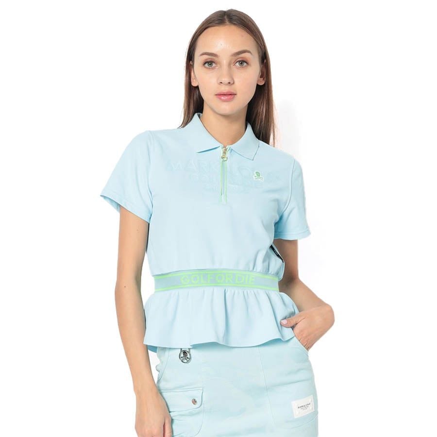 Áo golf nữ tay ngắn Draw Zip MLW-4B-AP04 Lt Blue | MARK & LONA