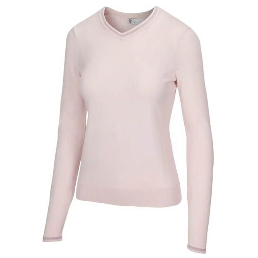 Áo tay dài nữ Lurex Tipped V-Neck Sweater G2F20S750_PTPK | Greg Norman